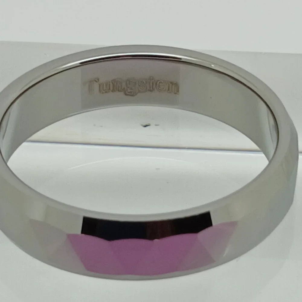 Vintage‎ 90s New Mens Tungsten Carbide 6mm Faceted Geometric Band Ring Size 12.5